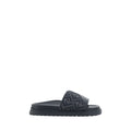 Fendi Gray Fabric Flat Sandals Fendi