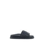 Fendi Gray Fabric Flat Sandals Fendi
