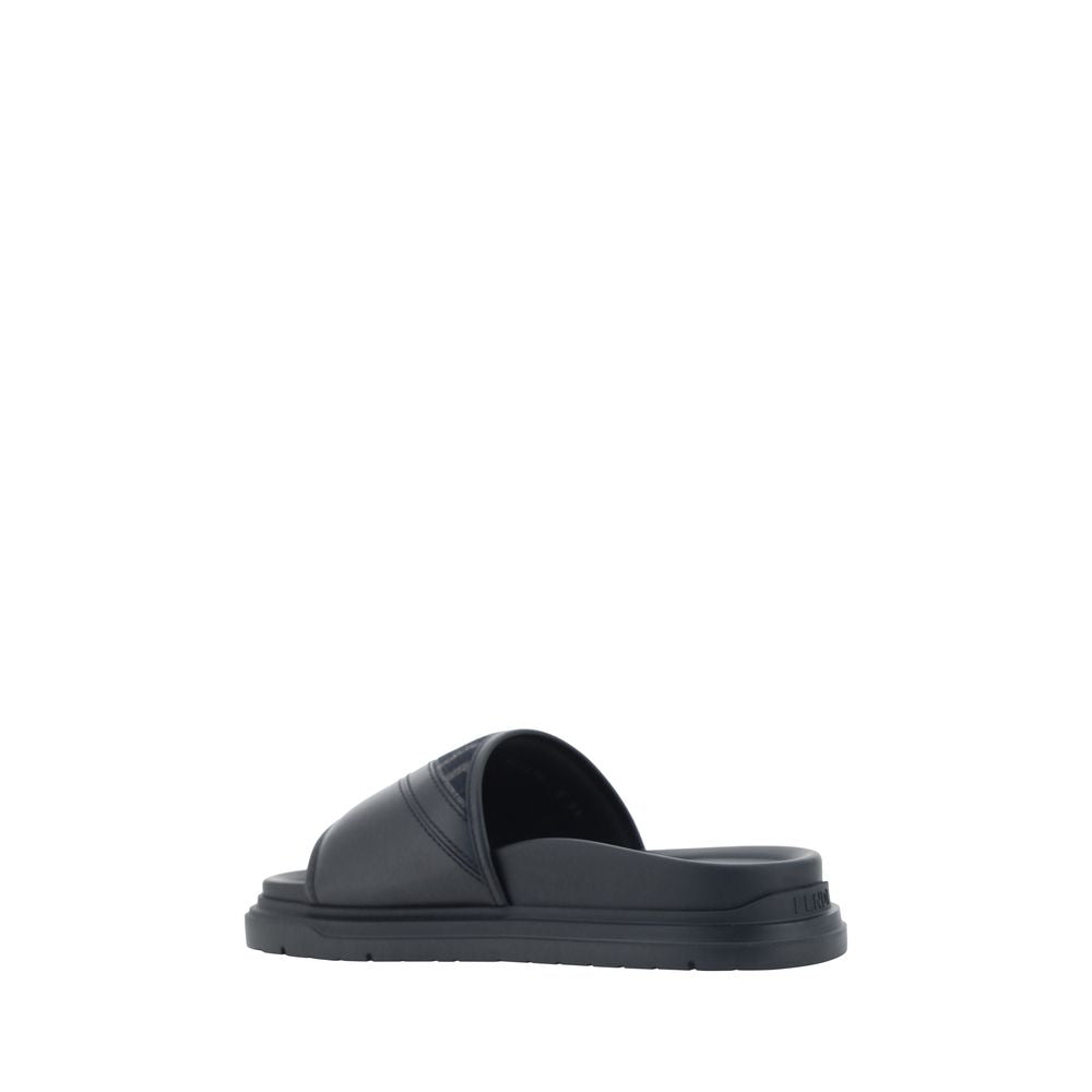 Fendi Gray Fabric Flat Sandals Fendi