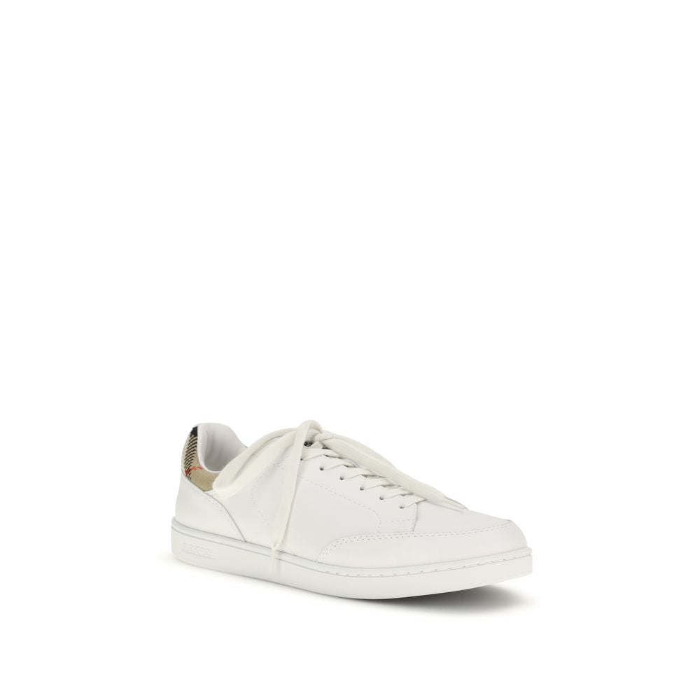 Burberry White Calf Leather Bos Taurus Low Top Sneakers Burberry