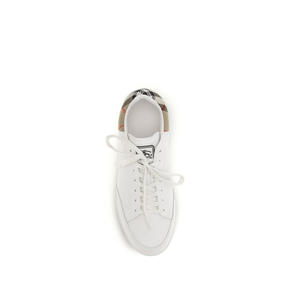 Burberry White Calf Leather Bos Taurus Low Top Sneakers Burberry