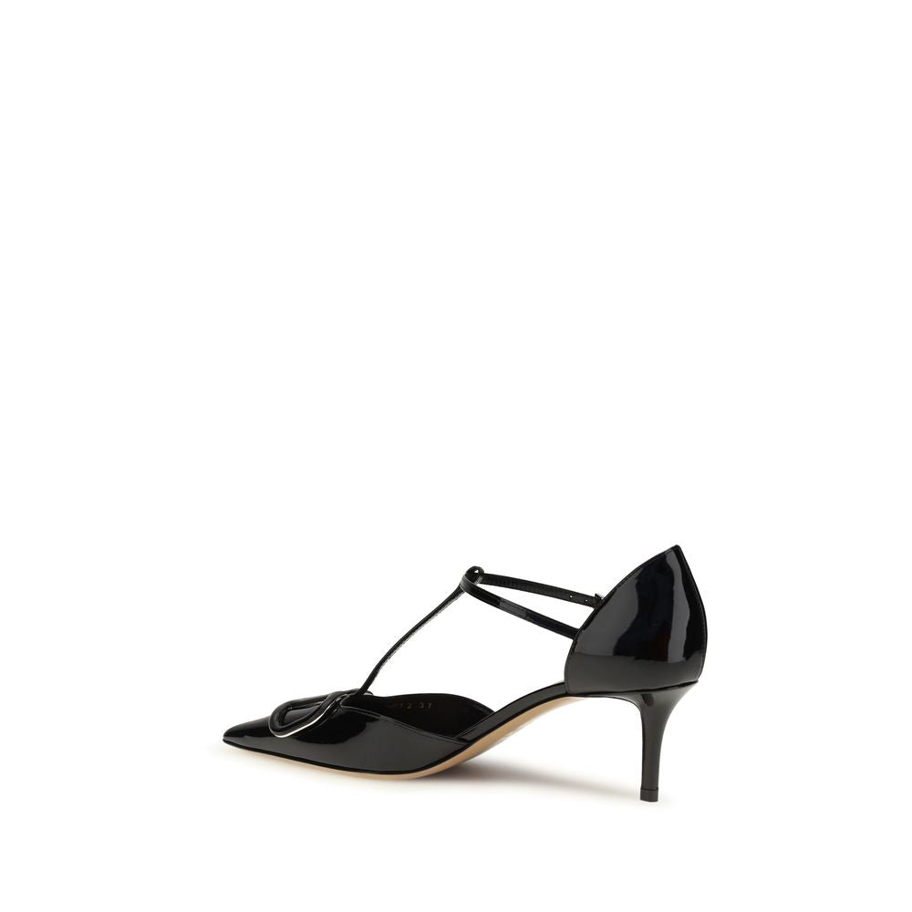 Valentino Garavani Black Calf Leather Bos Taurus High Heel Pumps Valentino Garavani