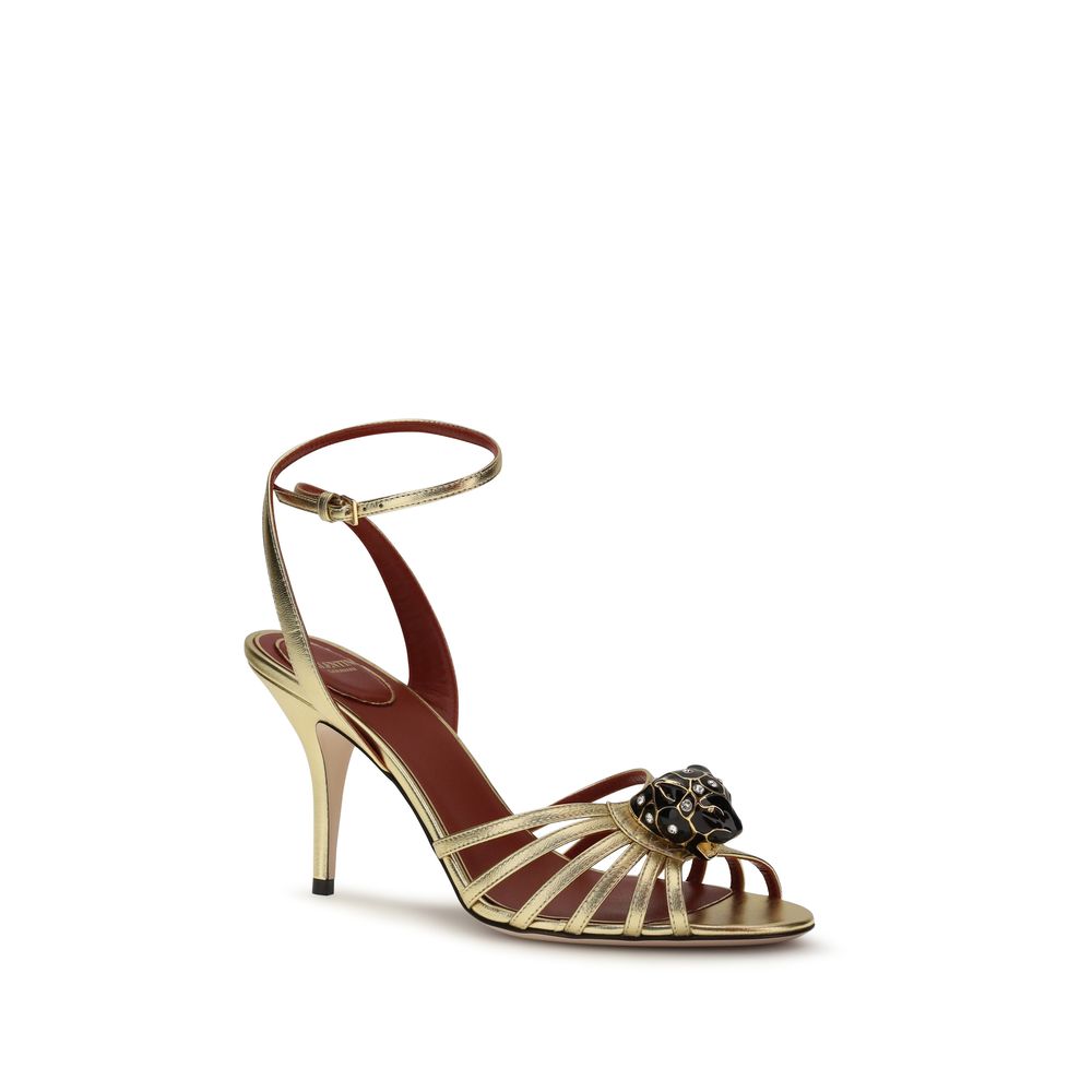 Valentino Garavani Gold Goatskin Stiletto Heel Sandals Valentino Garavani