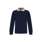 Burberry Blue Cotton Polo Shirt Burberry