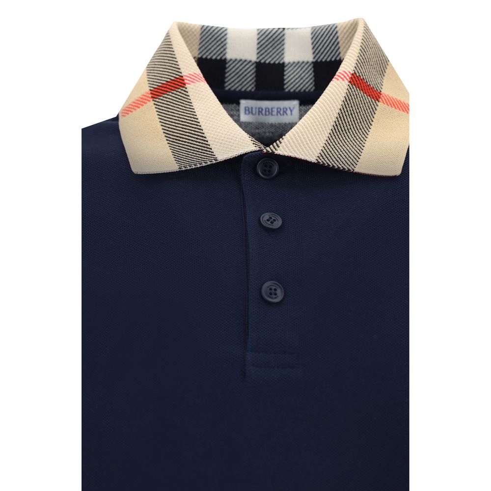 Burberry Blue Cotton Polo Shirt Burberry