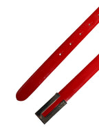 Versace Jeans Couture Red Glossy Leather Metal Buckle Belt Versace Jeans Couture