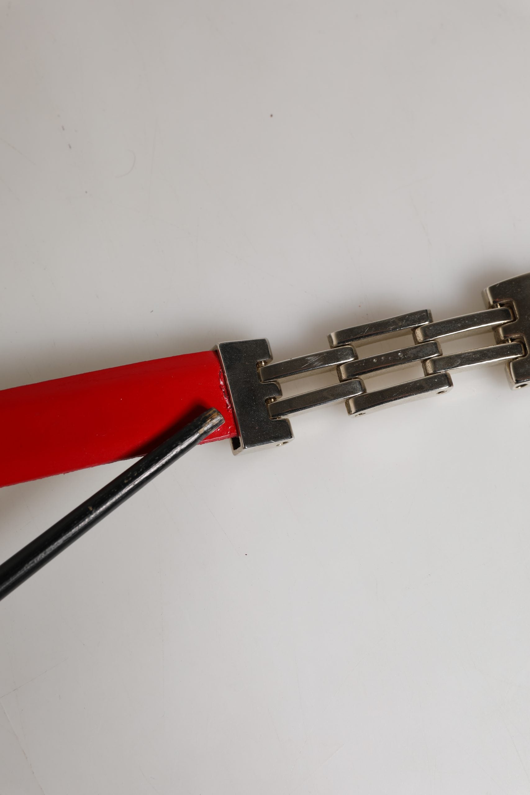 Versace Jeans Couture Red Glossy Leather Metal Buckle Belt Versace Jeans Couture
