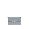 Valentino Garavani Blue Calf Leather Bos Taurus Shoulder Bag Valentino Garavani