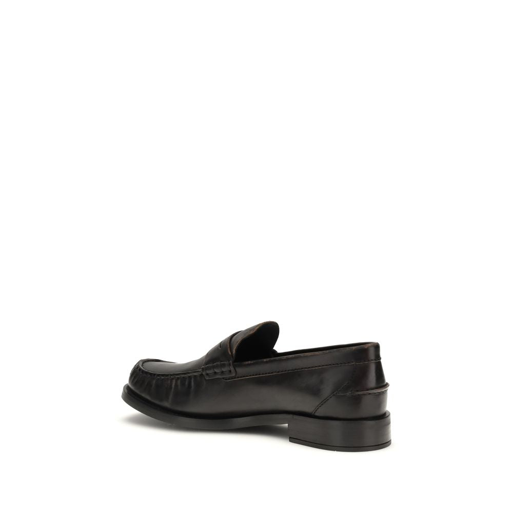 Prada Black Calf Leather Bos Taurus Slip-On Loafers Prada