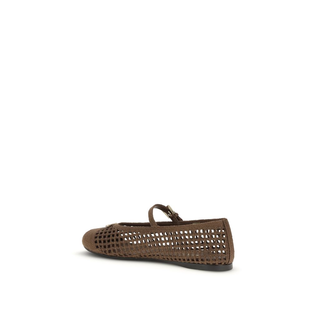 Prada Brown Cotton Ballet Flats Prada