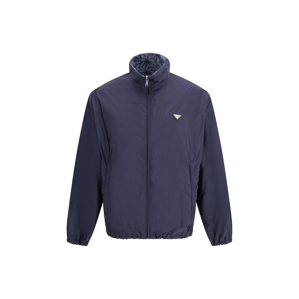 Prada Blue Recycled Polyamide Shell Jacket Prada