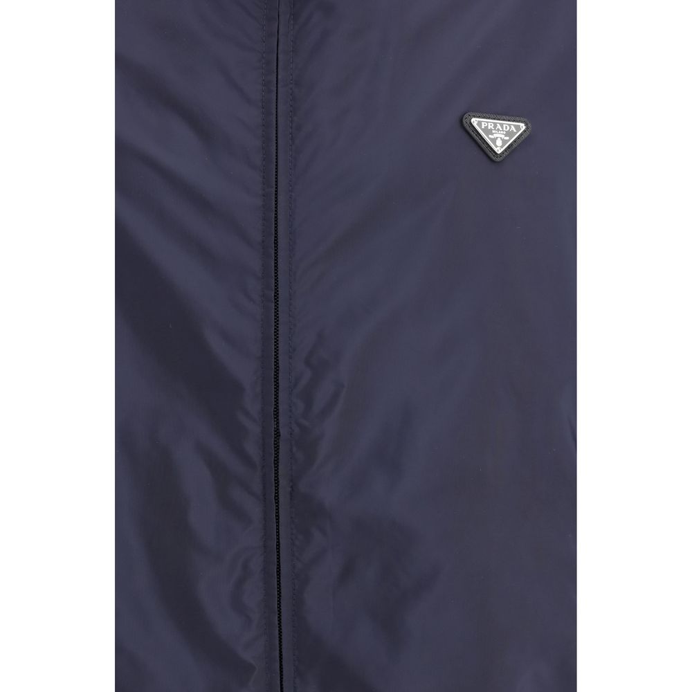 Prada Blue Recycled Polyamide Shell Jacket Prada