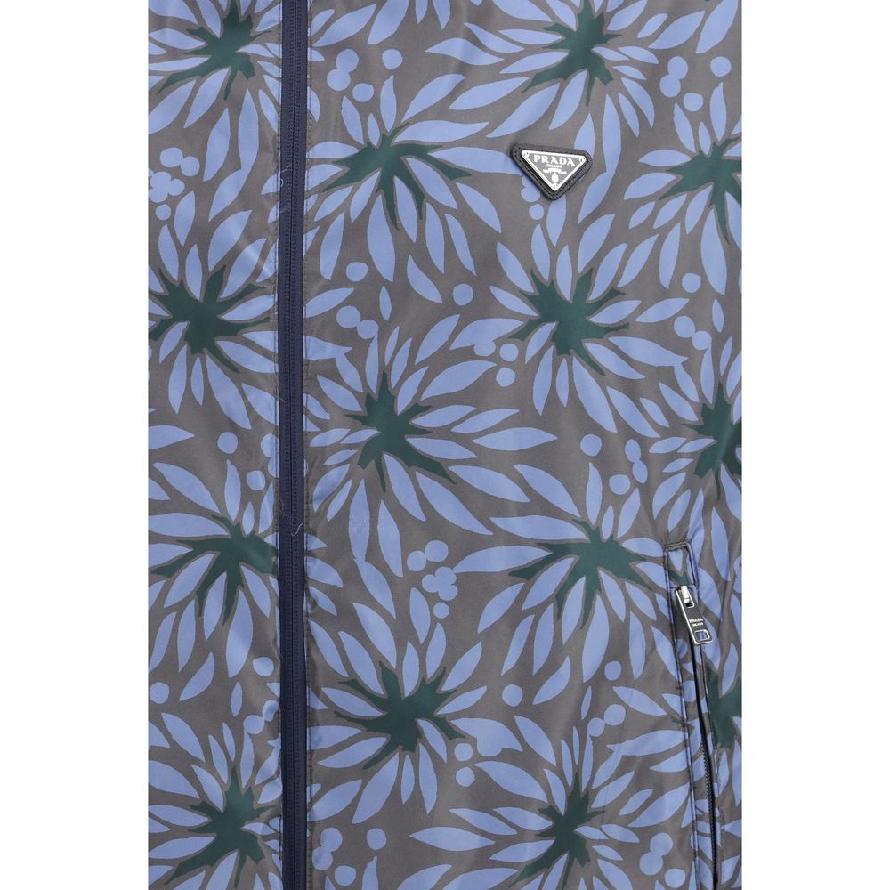 Prada Blue Recycled Polyamide Shell Jacket Prada
