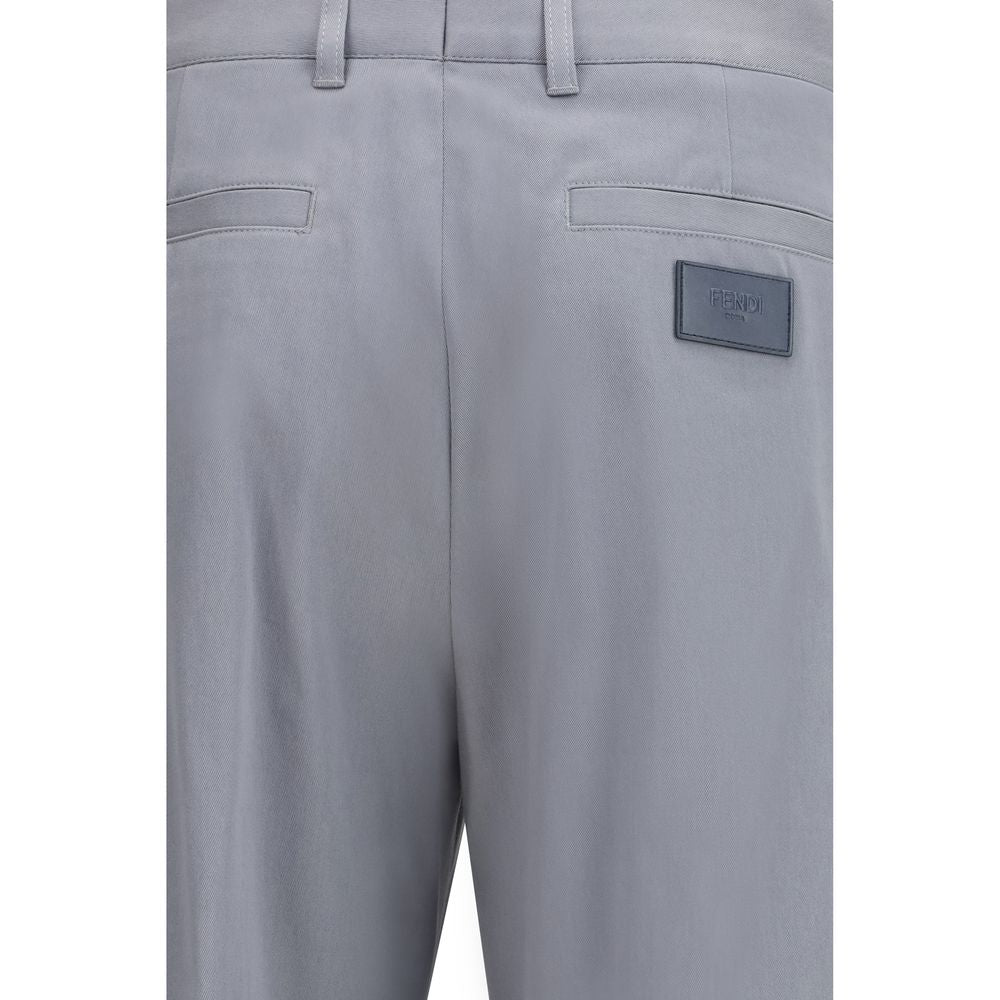 Fendi Gray Cotton Casual Pants Fendi