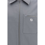 Fendi Gray Cotton Shell Jacket Fendi