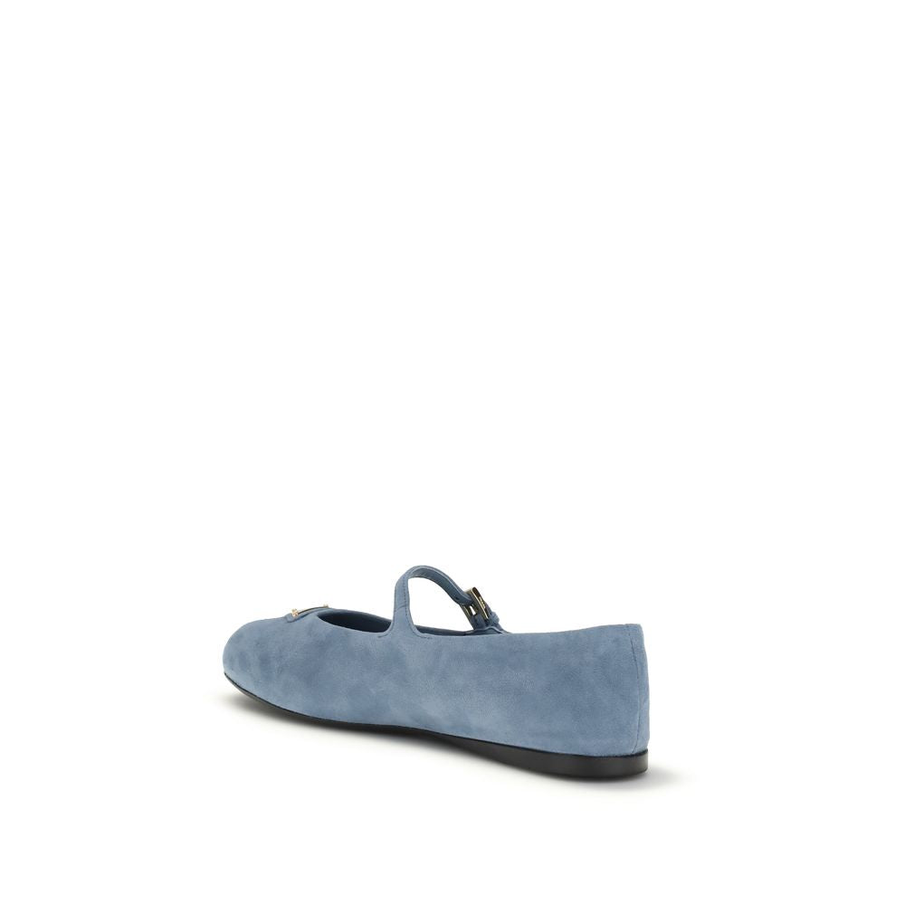 Prada Blue Goatskin Ballet Flats Prada