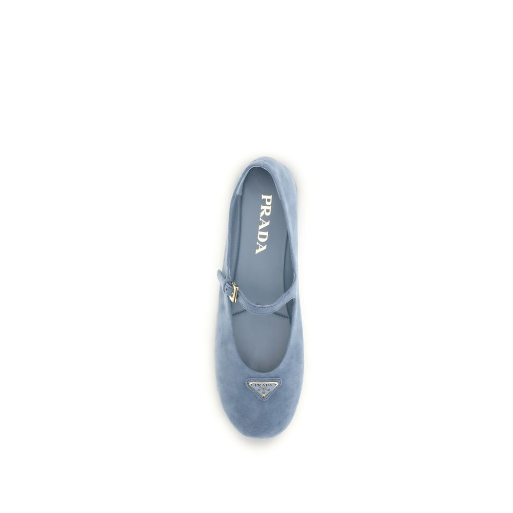 Prada Blue Goatskin Ballet Flats Prada