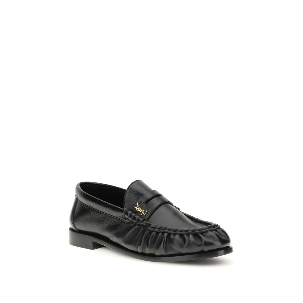 Saint Laurent Black Lamb Ovis Aries Aries Slip-On Loafers Saint Laurent
