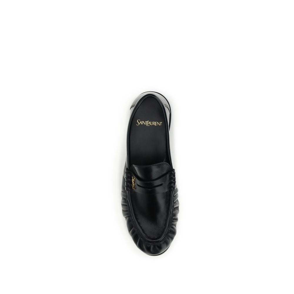 Saint Laurent Black Lamb Ovis Aries Aries Slip-On Loafers Saint Laurent
