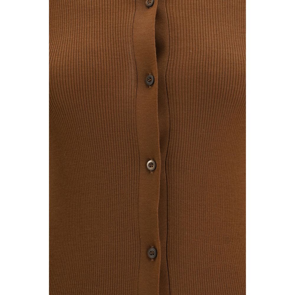 Prada Brown Fleece Wool Cardigan Prada