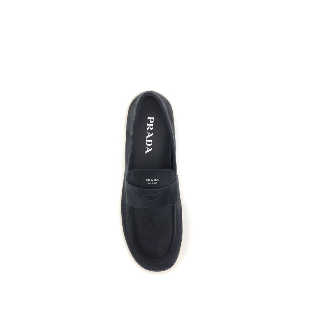 Prada Blue Calf Leather Bos Taurus Slip-On Loafers Prada