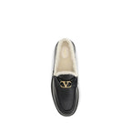 Valentino Garavani Black Calf Leather Bos Taurus Slip-On Loafers Valentino Garavani
