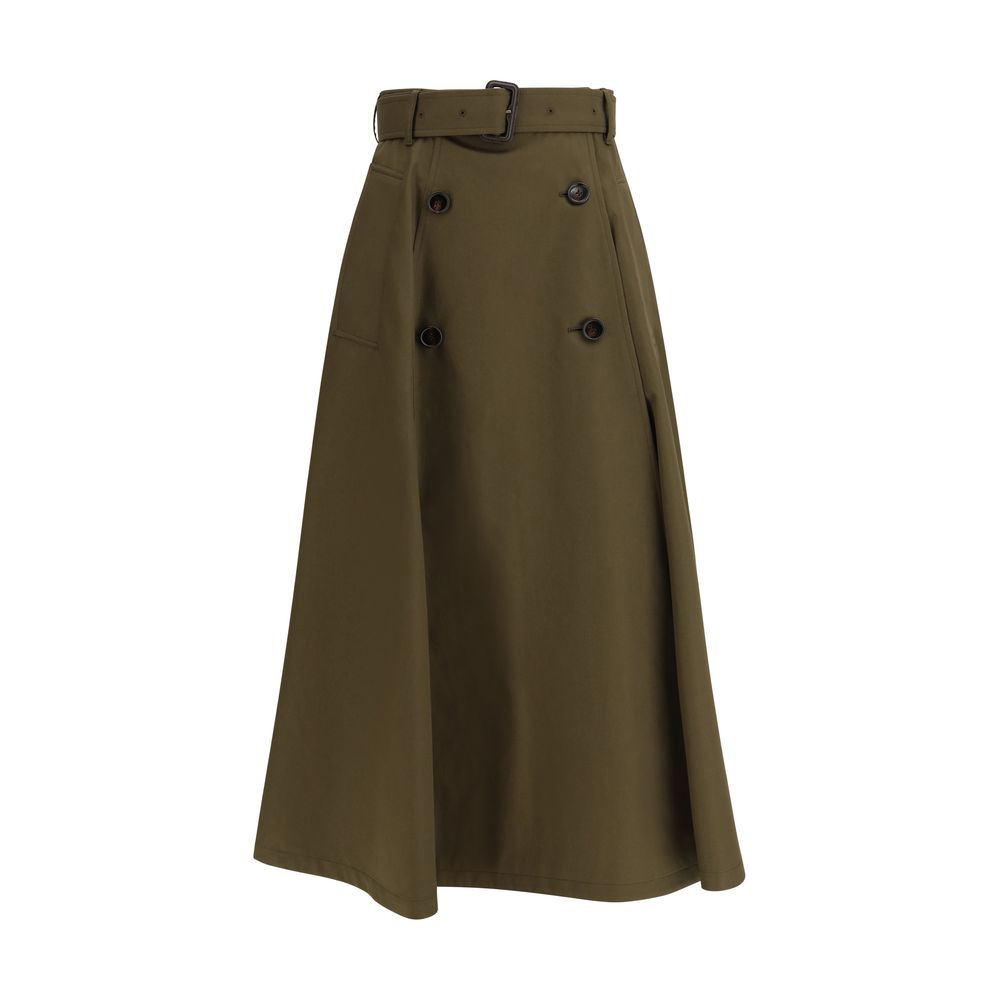 Burberry Bicolor Cotton Midi Skirt Burberry