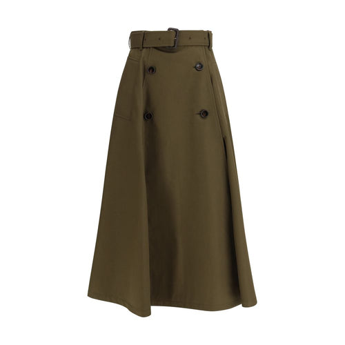 Burberry Bicolor Cotton Midi Skirt Burberry