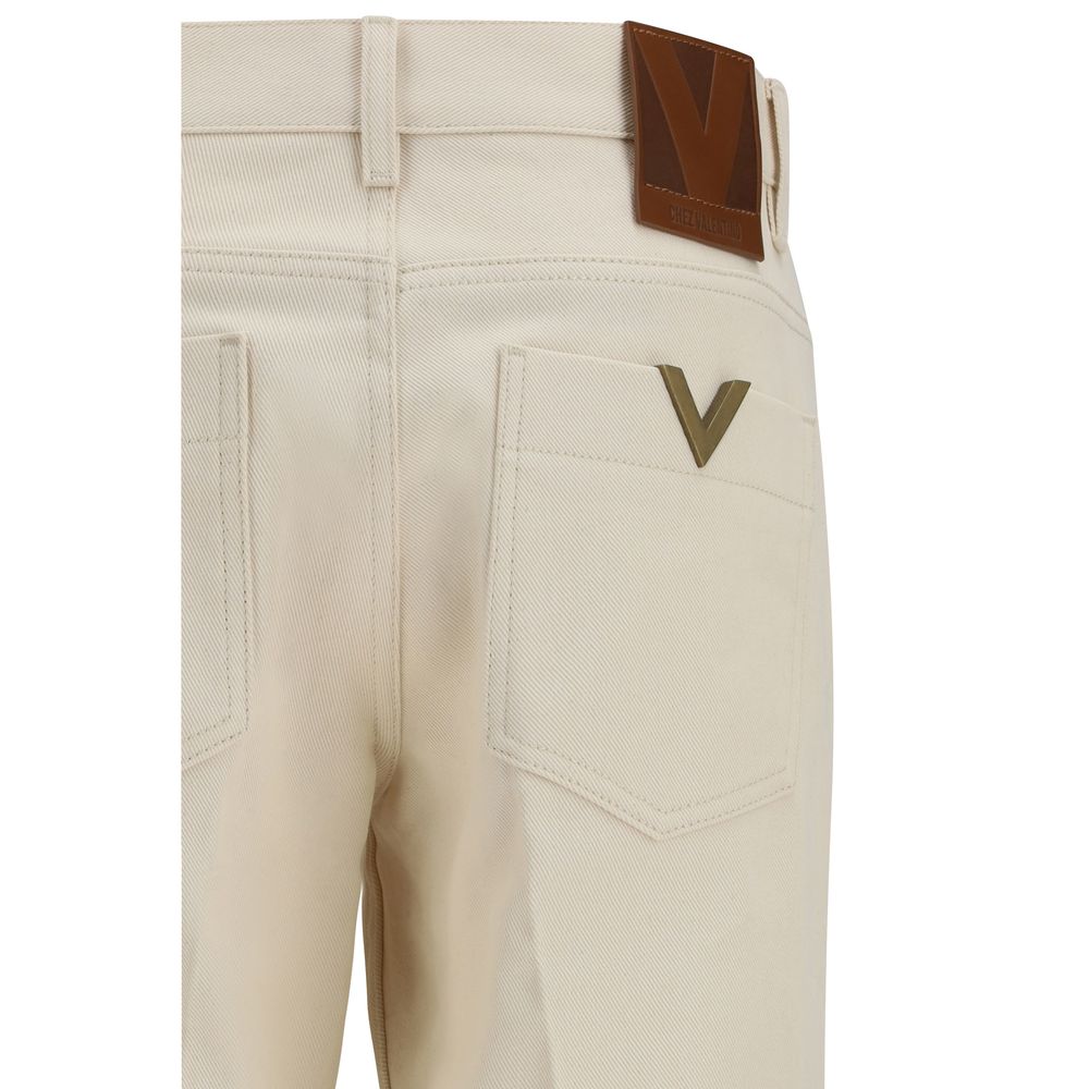 Valentino Beige Cotton Flared Jeans Valentino