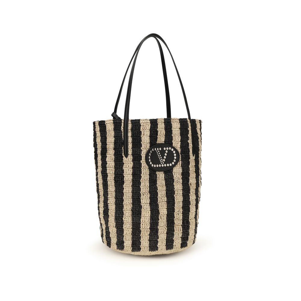 Valentino Garavani Black Raffia Backet Bag Valentino Garavani
