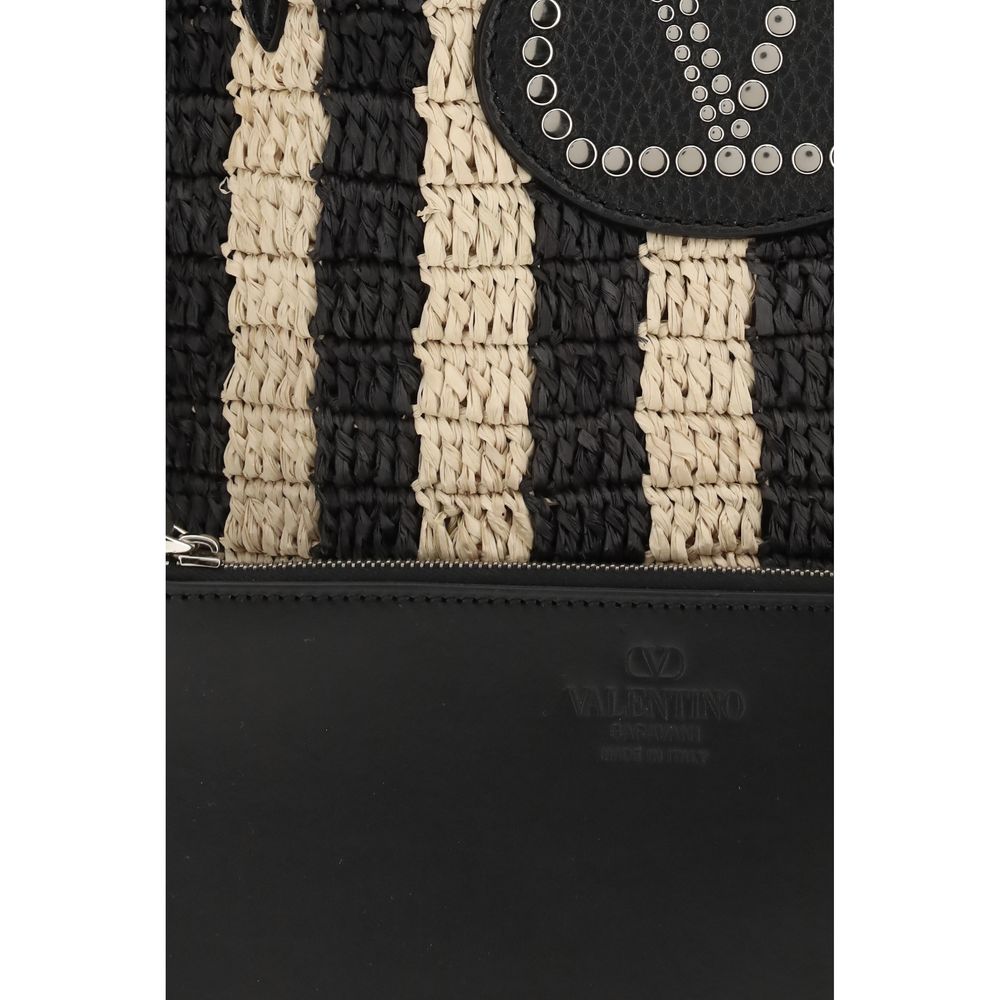 Valentino Garavani Black Raffia Backet Bag Valentino Garavani