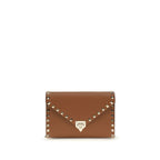 Valentino Garavani Brown Calf Leather Bos Taurus Wallet Valentino Garavani