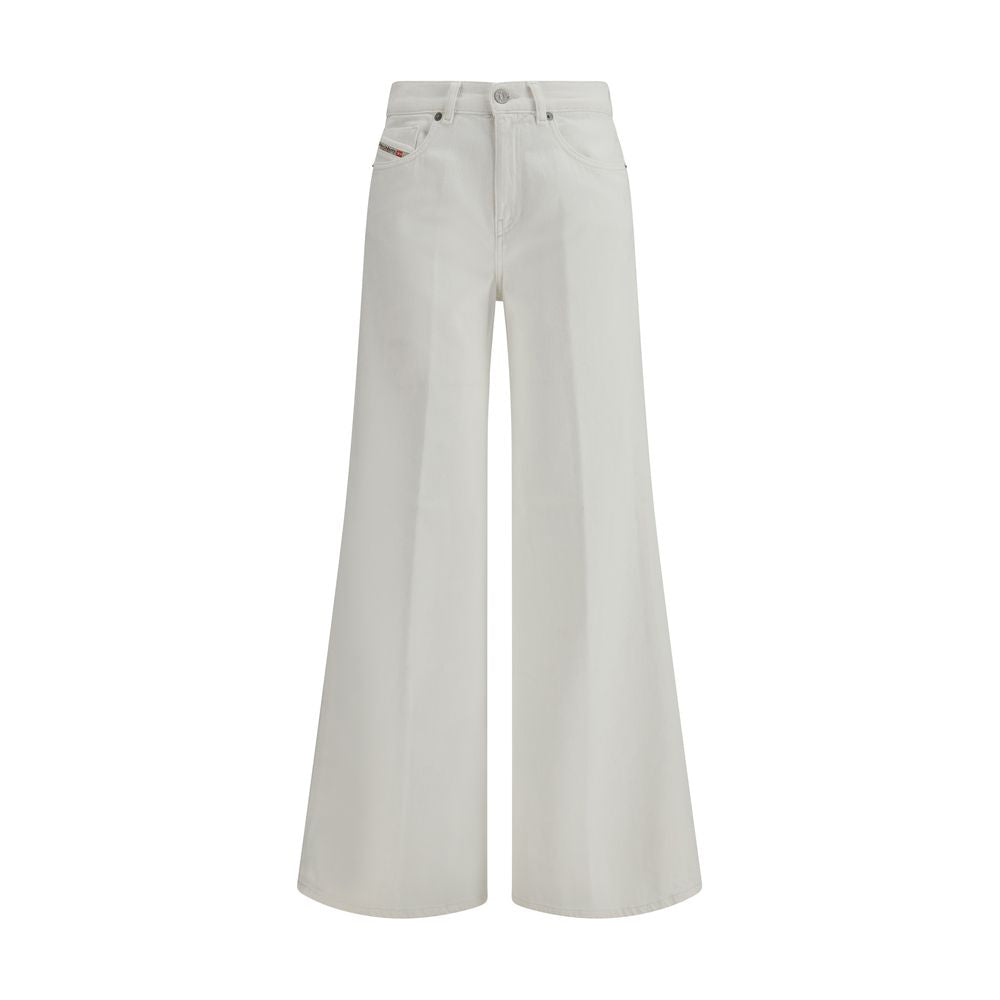 Diesel White Cotton Flared Jeans Diesel