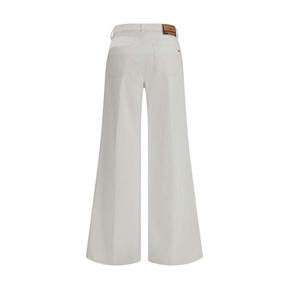 Diesel White Cotton Flared Jeans Diesel