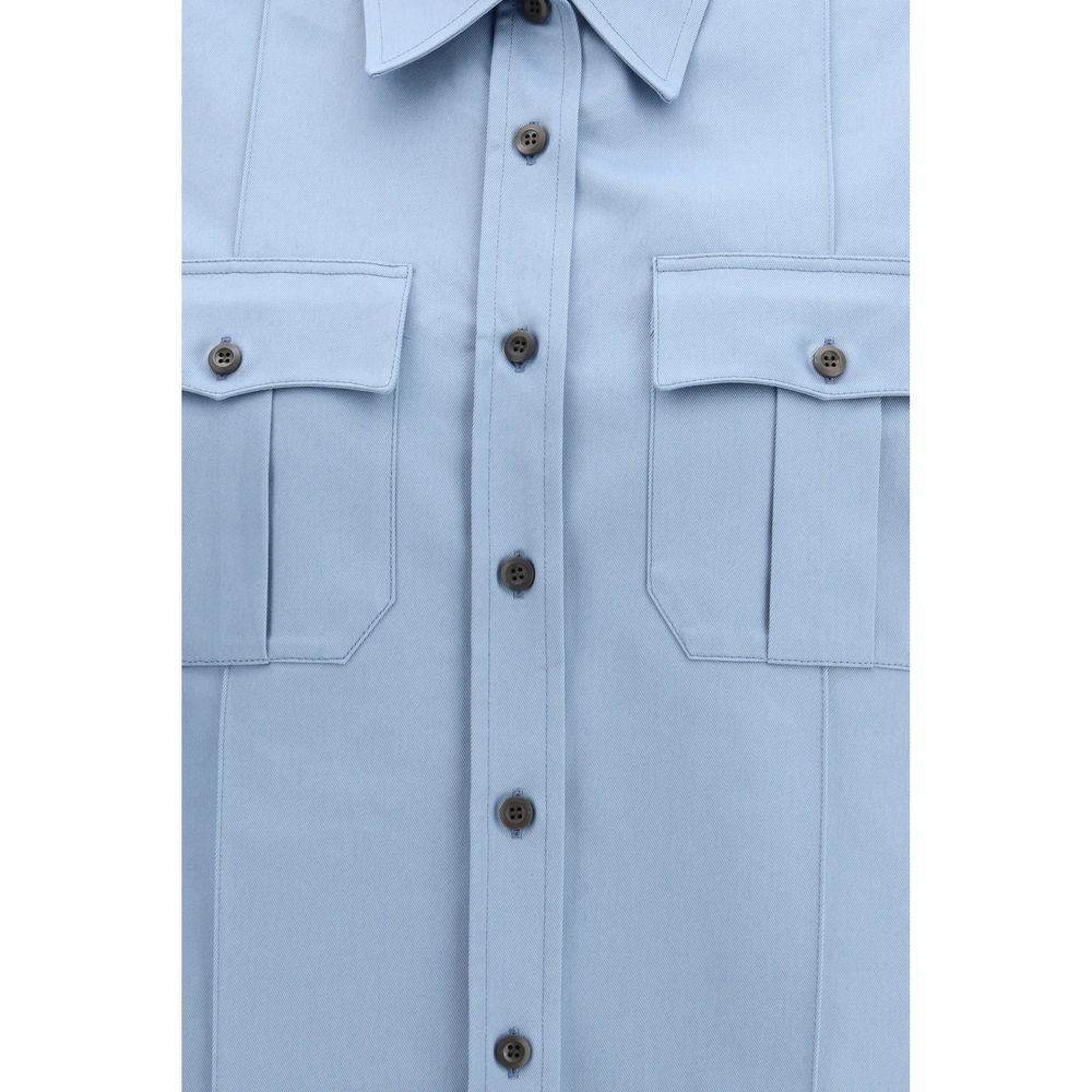 Prada Blue Cotton Shortsleeve Shirt Prada