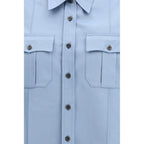 Prada Blue Cotton Shortsleeve Shirt Prada