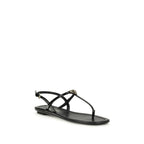 Prada Black Calf Leather Bos Taurus Flip-Flop Sandals Prada
