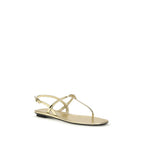 Prada Silver Calf Leather Bos Taurus Flat Sandals Prada