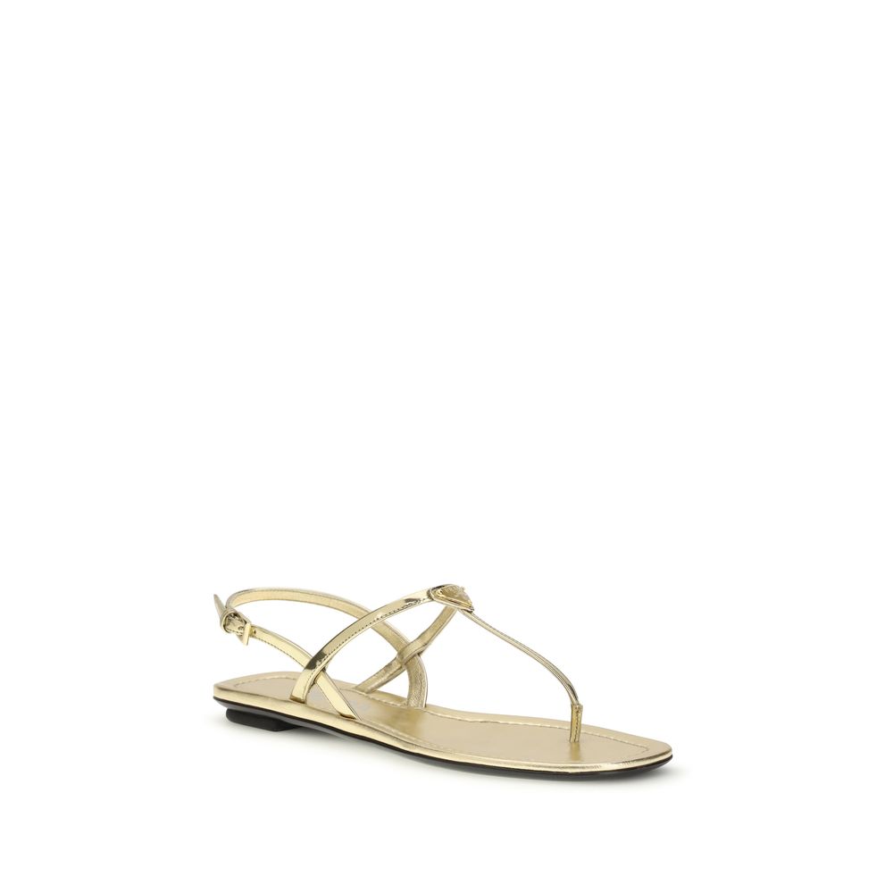 Prada Silver Calf Leather Bos Taurus Flat Sandals Prada