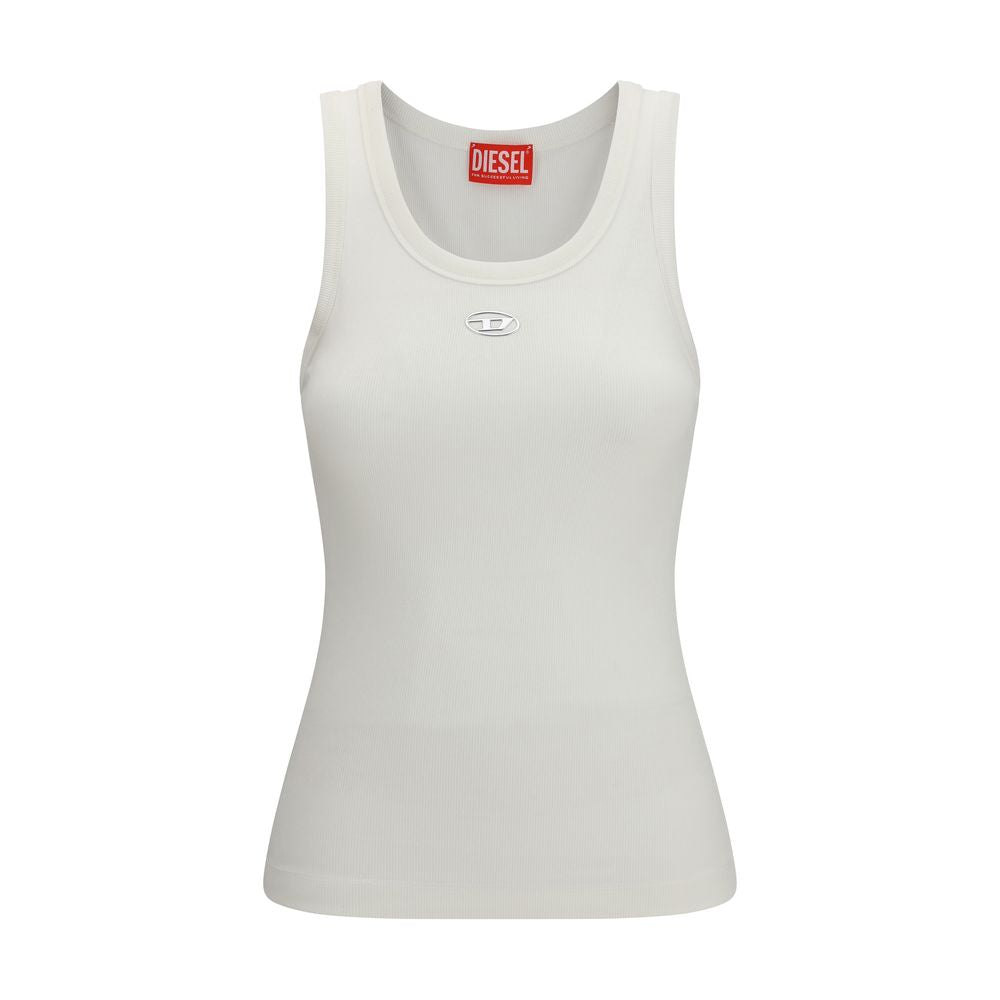 Diesel White Cotton Sleeveles T-Shirt Diesel