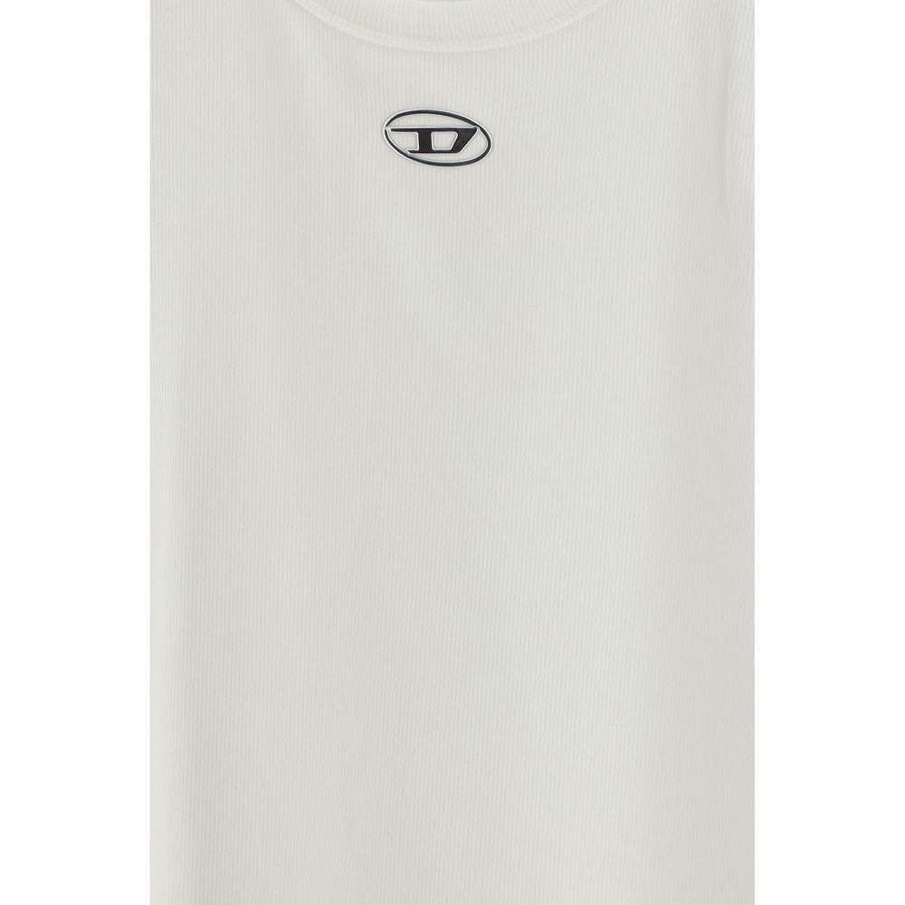 Diesel White Cotton Sleeveles T-Shirt Diesel