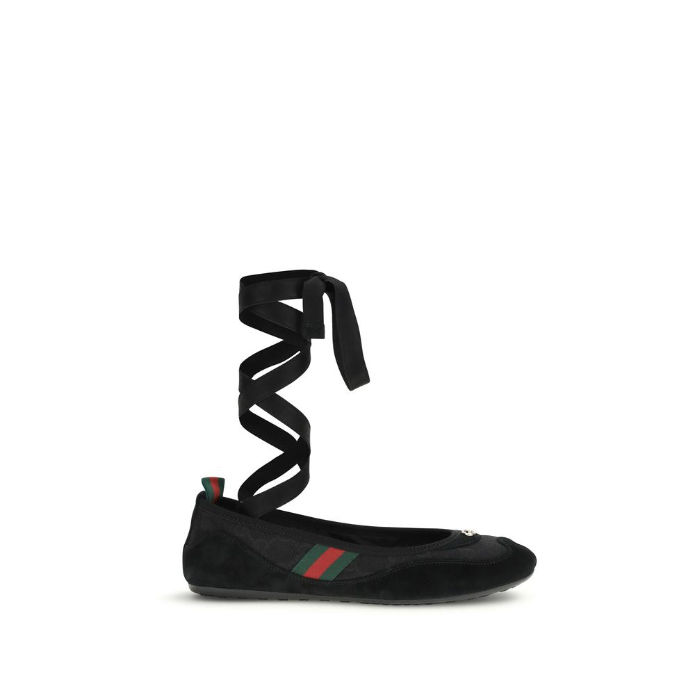 Gucci Black Fabric Ballet Flats Gucci