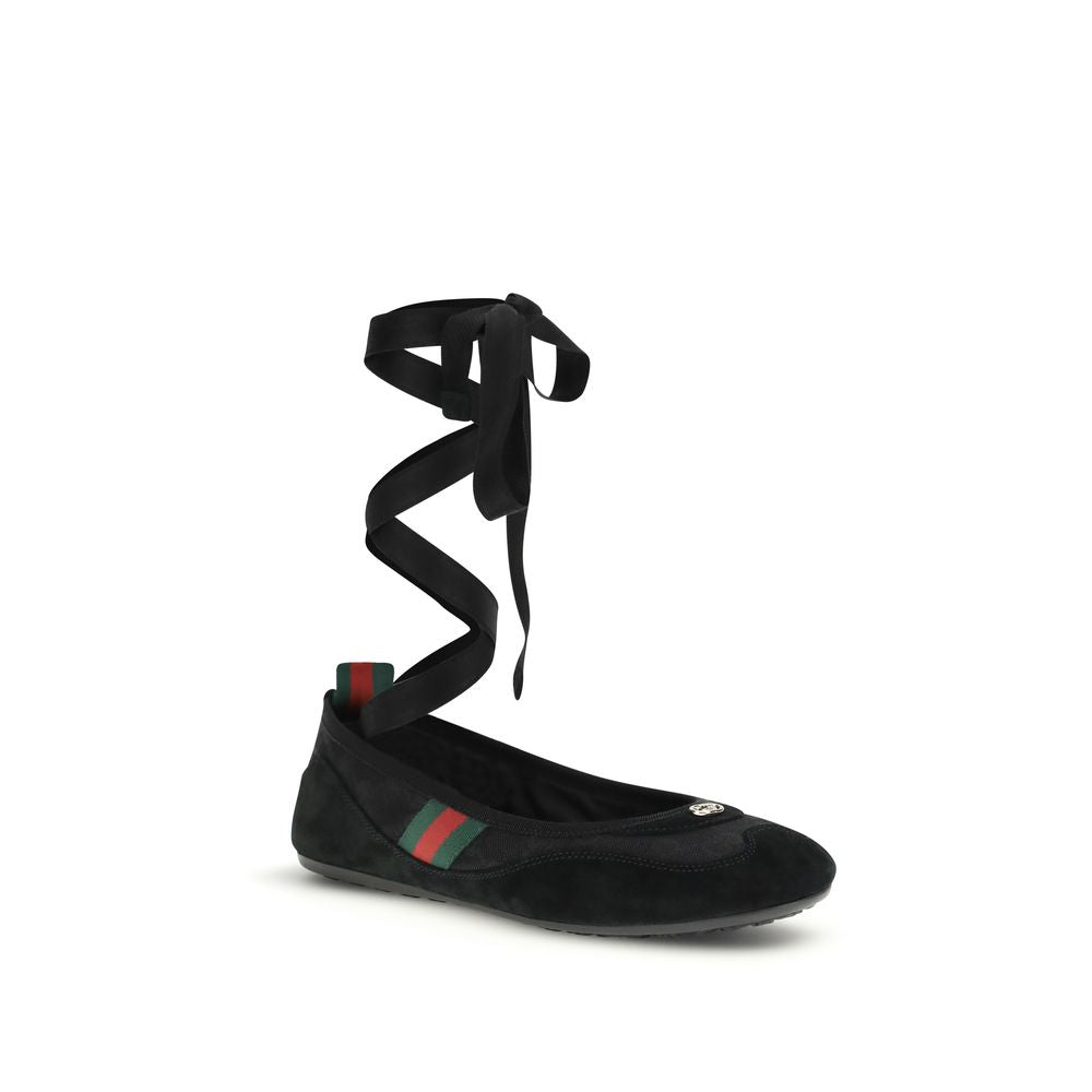 Gucci Black Fabric Ballet Flats Gucci