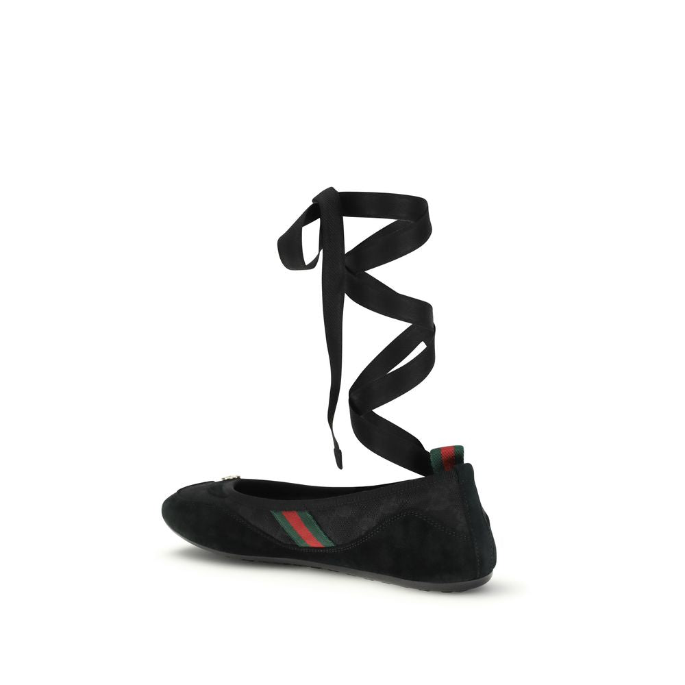 Gucci Black Fabric Ballet Flats Gucci