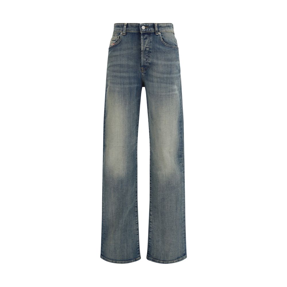Diesel Blue Cotton Straight-Leg Jeans Diesel