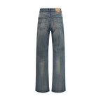 Diesel Blue Cotton Straight-Leg Jeans Diesel