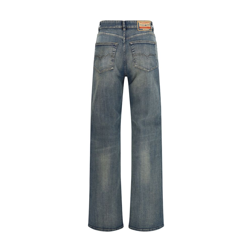 Diesel Blue Cotton Straight-Leg Jeans Diesel