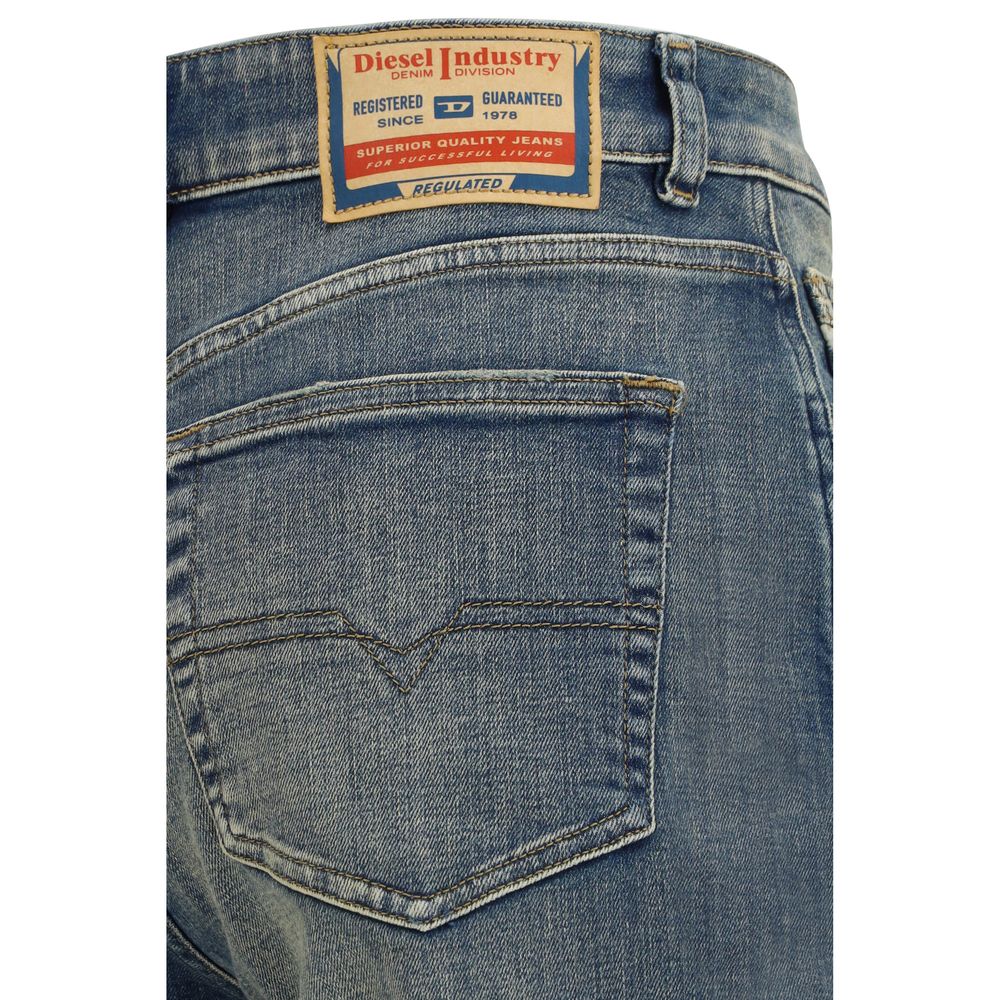 Diesel Blue Cotton Straight-Leg Jeans Diesel