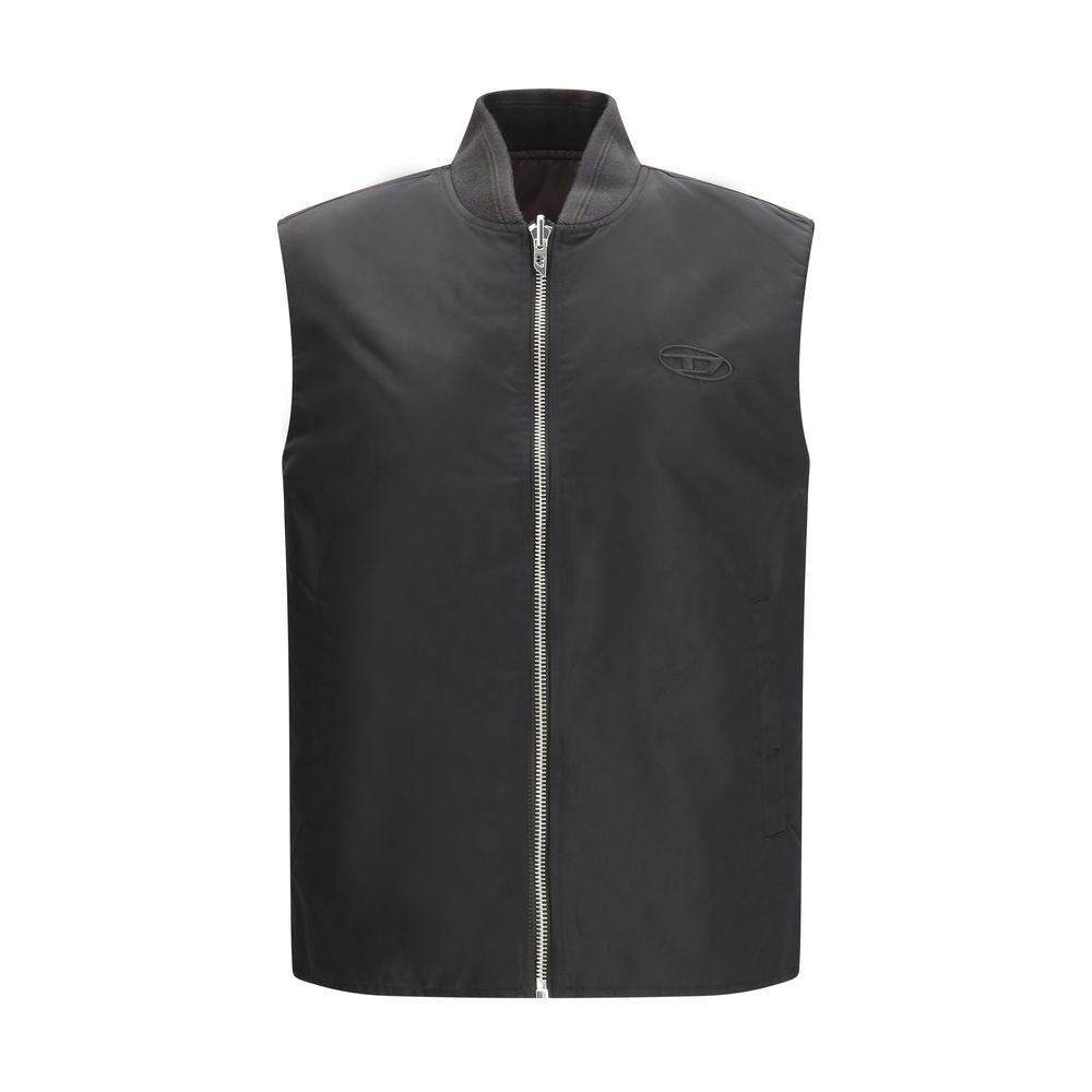 Diesel Brown Polyamide Sleeveless Jacket Diesel