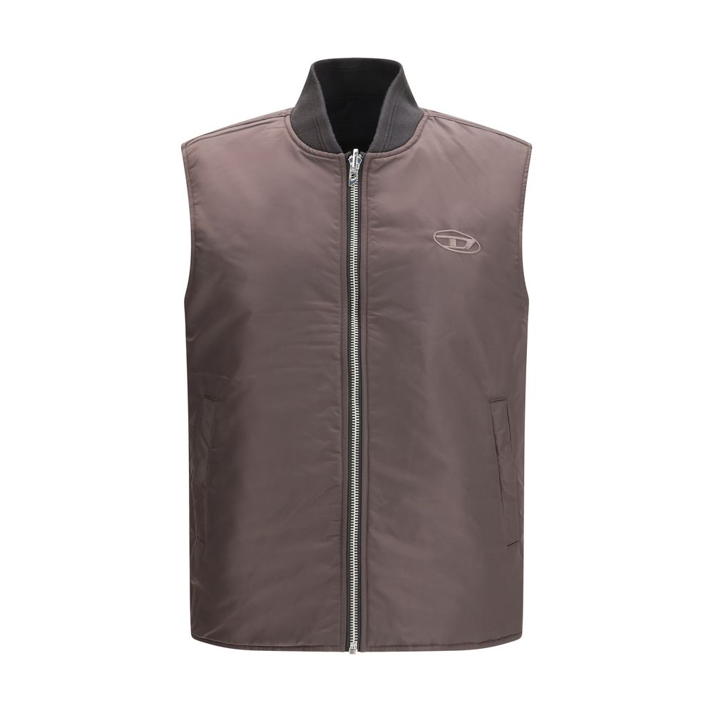 Diesel Brown Polyamide Sleeveless Jacket Diesel